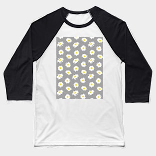 Daisy Ditsy Pattern on Grey Baseball T-Shirt